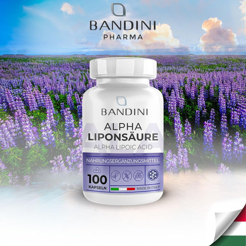 Bandini® ALA Alpha Lipoic Acid 200mg | 100 capsules | Antioxidant Alpha Lipoic Acid | Support for the circulatory system, liver, nervous system | Highly dosed, vegan, laboratory tested, bioavailable, GMO-free - NewNest Australia