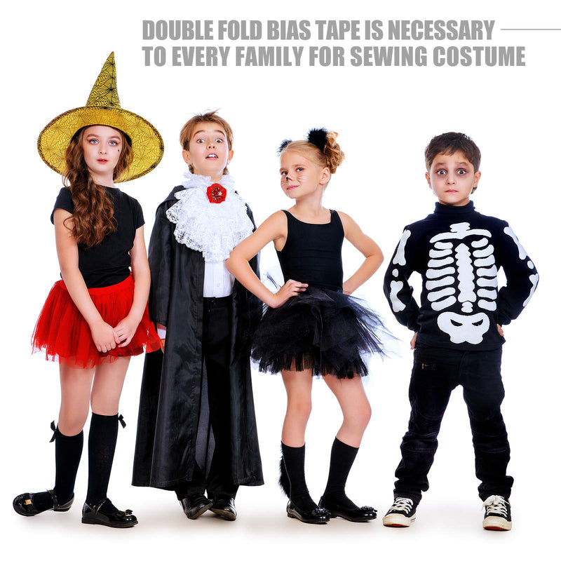 Jetec 2 Rolls Double Fold Bias Tape Bias, 1/2 Inch x 100 Yards Binding Tape DIY Garment Accessories for Sewing, Hemming, Seaming, Piping, Quilting (Black, White) - NewNest Australia