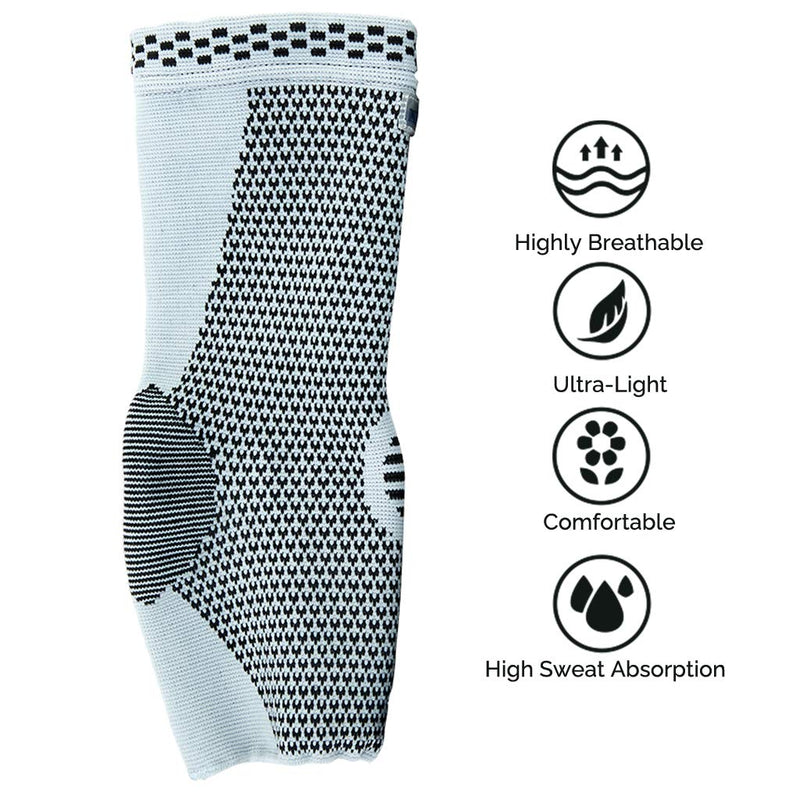 Neotech Care Ankle Support Sleeve - Bamboo Fiber Knitted Fabric - Light, Elastic & Breathable - Medium Compression - Sports, Exercise, Gym - Right or Left Foot, Men, Women - Grey (Size L, 1 Unit) - NewNest Australia