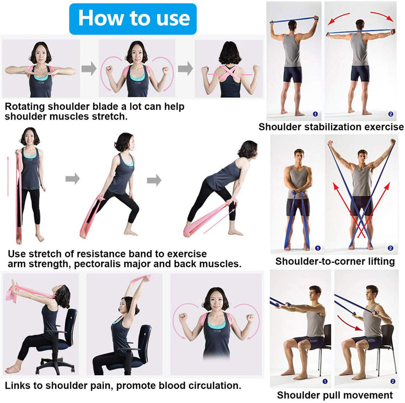 DIWUJI Set of 3 Exercise Resistance Bands,1.5M/4.9ft Skin-Friendly Long Elastic with Standard Resistance Levels for Physical Therapy Strength Training Yoga Fitness,Blue,Pink - NewNest Australia