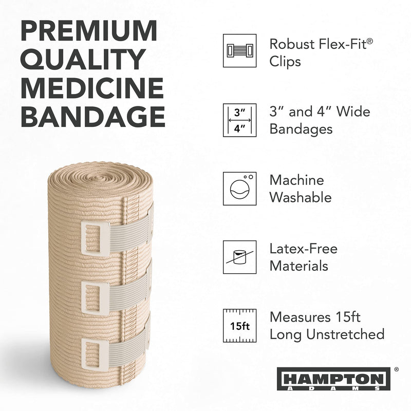 (6 Pack) Elastic Bandage Wrap | Latex-Free Elastic Wraps for Medical & Sports Sprains, Injuries, Wrap Calf, Ankle Wrap & Foot Compression | Cotton Compression Bandage + 6 Extra Clips - NewNest Australia