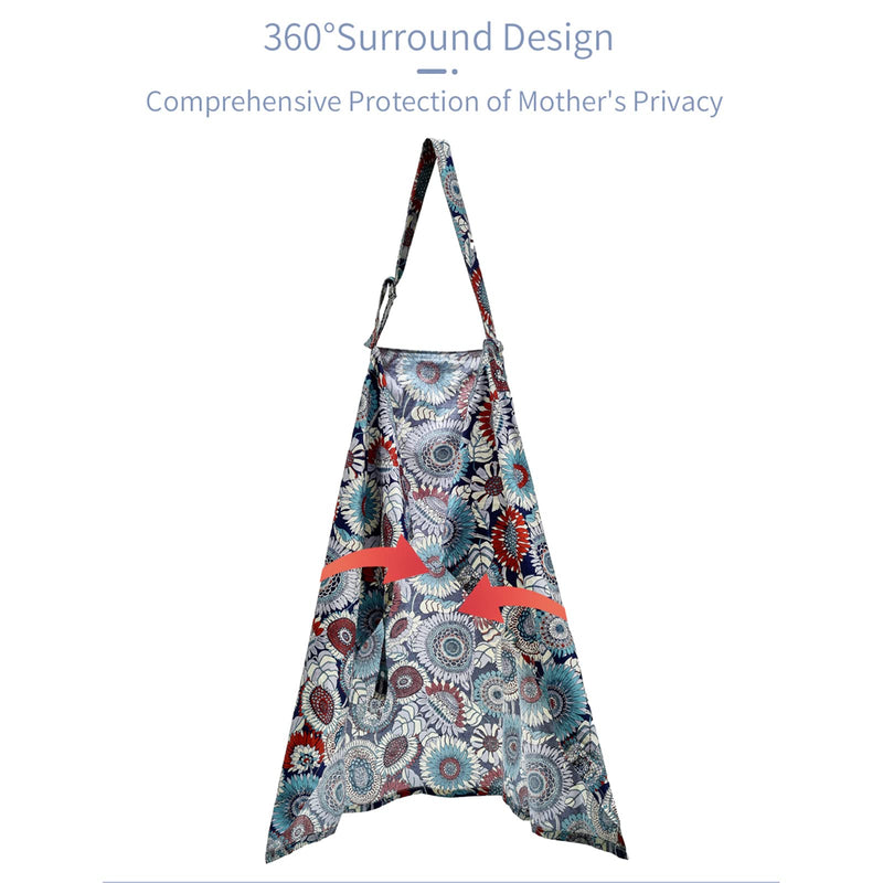 Insular Nursing Cover for Breastfeeding, Infant Feeding Cover Breathable Cotton Privacy Breastfeeding Apron, Sunflower blue sunflower - NewNest Australia