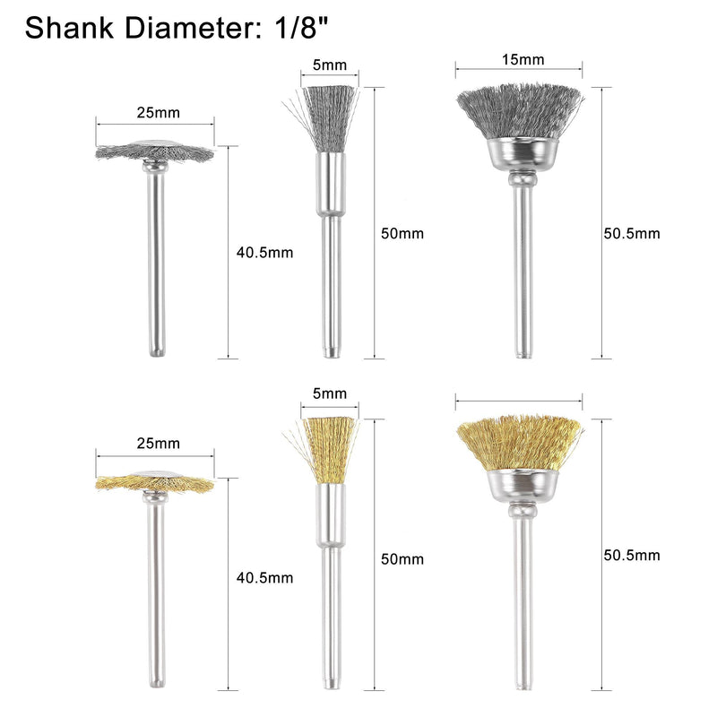 uxcell Wire Brushes Wheels Stainless Steel and Brass Pen-Shape Bowl-Shape T-Shape Kit Accessories for Rotary Tools 44pcs - NewNest Australia