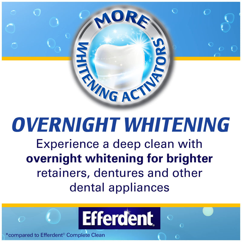 Efferdent PM Denture Cleanser Tablets, Overnight Whitening, 90 Count 90 Count (Pack of 1) - NewNest Australia