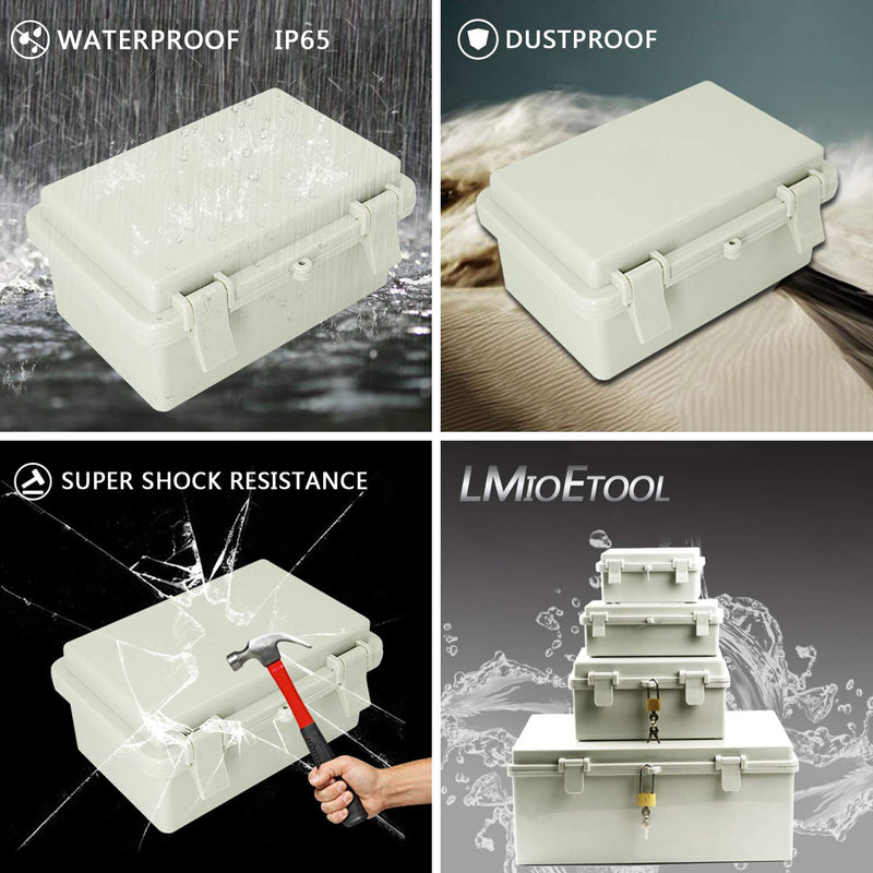 LMiEtool Junction Box, ABS Plastic, IP65 Waterproof Dustproof Universal Electrical Enclosure, Hinged Shell Outdoor and Indoor Usage Project Box, 5.9"x 3.9"x 2.8"(150x100x70mm), Grey 5.9" x 3.9" x 2.8" - NewNest Australia