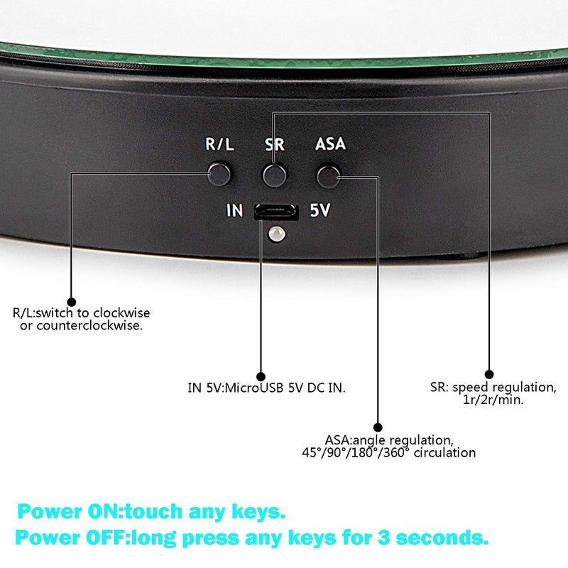 NewNest Australia - Leadleds Motorized Rotating Display Stand Turn Table, 7.7" Black Mirror Rotation Speed and Angle Adjustable for Photography, Video, Product Display 