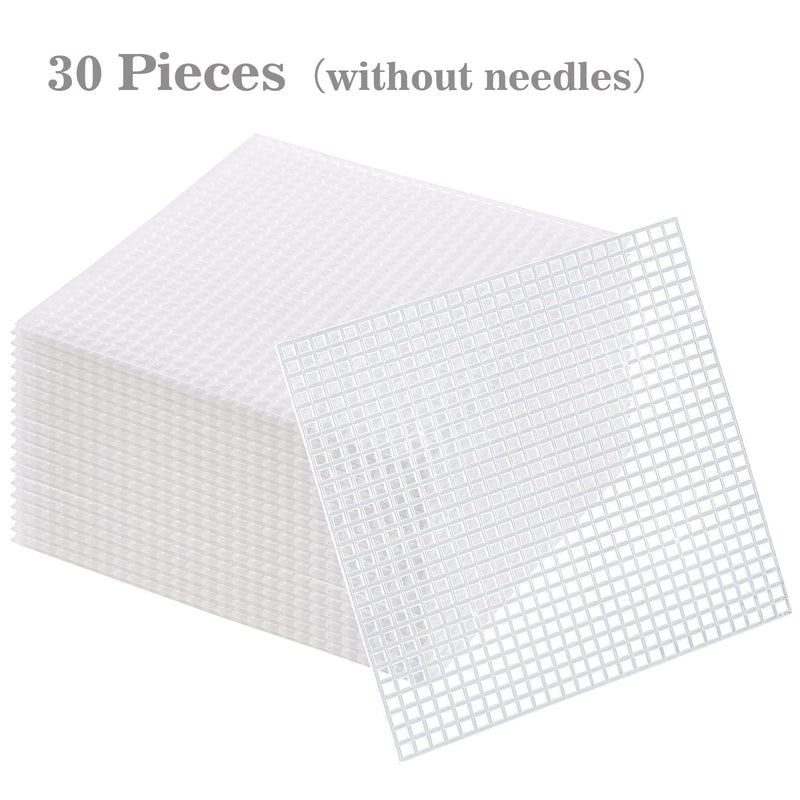 Pllieay 30 Pieces 6 Count Plastic Mesh Canvas Sheets for Embroidery, Acrylic Yarn Crafting, Knit and Crochet Projects (4.1 X 4.1 Inch) - NewNest Australia