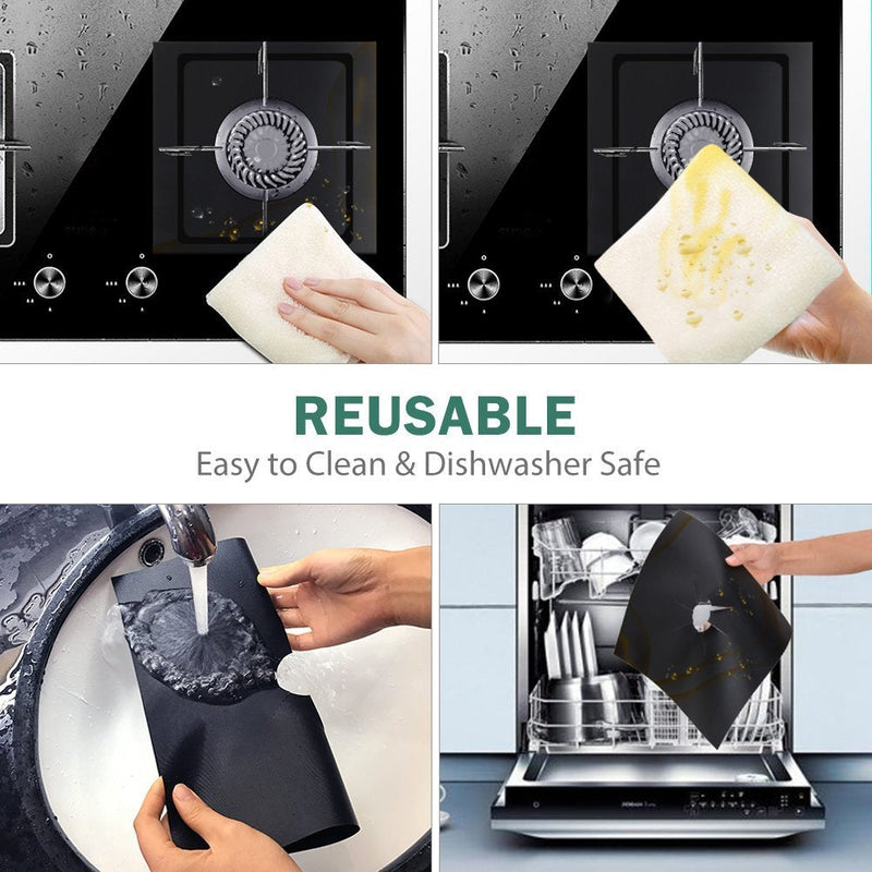 Stove Burner Covers - Gas Stove Protectors Black 0.2mm Double Thickness, Reusable, Non-Stick, Fast Clean Liners for Kitchen/Cooking. Size 10.6" x 10.6" BPA Free(8 Packs) - NewNest Australia