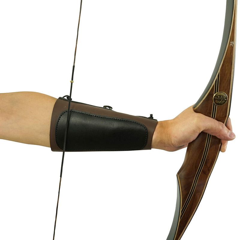 SAS Leather Traditional Arm Guard with Stretch Cord and Button Hook Armguard for Archery Bow Range Longbow Recurve Bow Small-5.75"x4.75" - NewNest Australia