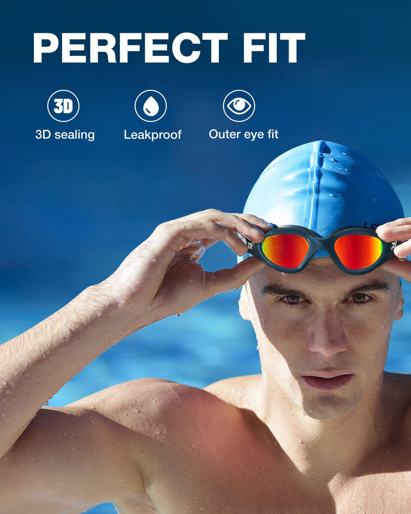 ZIONOR Swim Goggles, G1 Polarized Swimming Goggles Anti-Fog for Adult Men Women A7-g1-polarized Mirror Red Lens - NewNest Australia