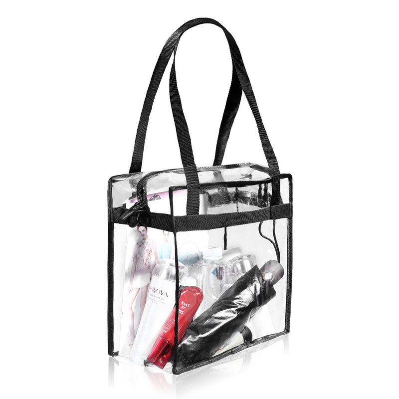 BAGAIL Clear bags Stadium Approved Clear Tote Bag with Zipper Closure Crossbody Messenger Shoulder Bag with Adjustable Strap Black - NewNest Australia