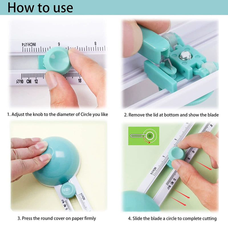 Craft Circle Cutter, Circular Cutter,Compass Circle Cutter for Paper Circular Cutting Tool for Cardstocks White - NewNest Australia