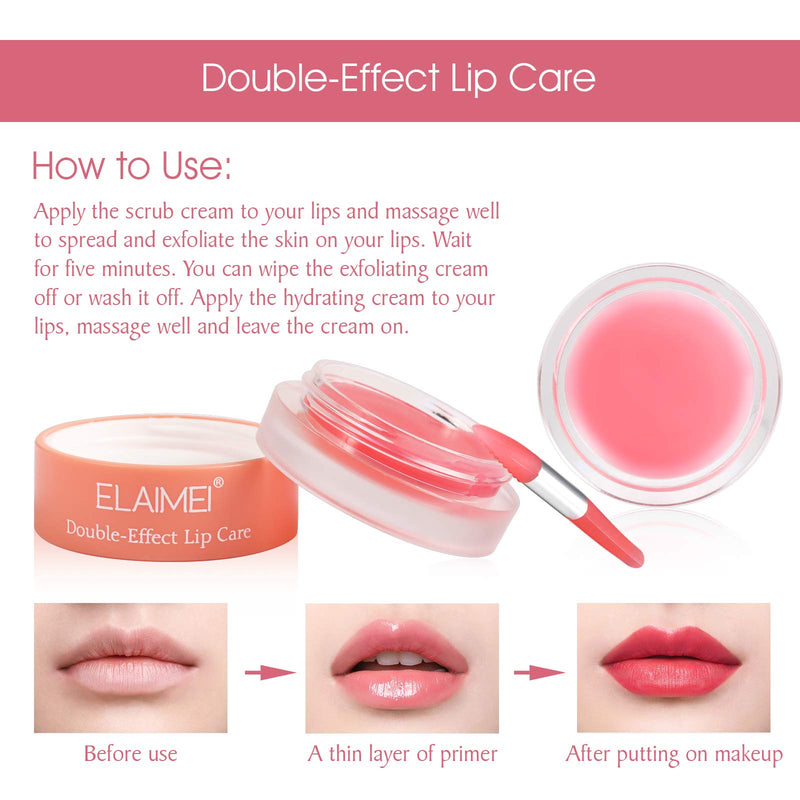 Double Effect Lip Sleeping Mask, Lip Mask & Lip Scrub Intensive Lip Repair Treatment, Lip Moisturizer for Lip Care Lip Primer Sleeping Lip Balm with Collagen Peptide peach - NewNest Australia