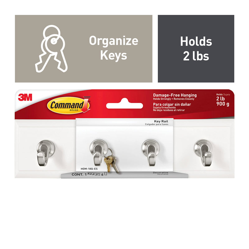 Command Key Rail, Quartz, 1-Rail, 6-Strips, Organize Damage-Free Small 1 Pack - NewNest Australia