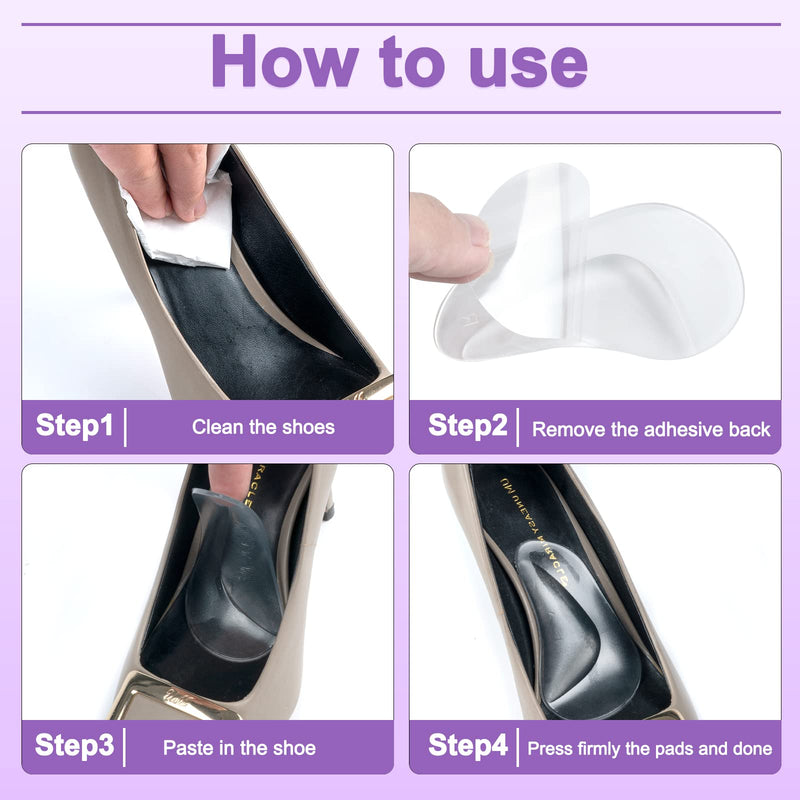 Gel Arch Support Pads Plantar Fasciitis Shoe Inserts Insole, 6 Pairs Adhesive High Arch Pad Flat Feet Shoe Inserts Arch Cushions for Relieve Pressure and Foot Pain, One Size, Unisex (Clear) 6 Clear - NewNest Australia