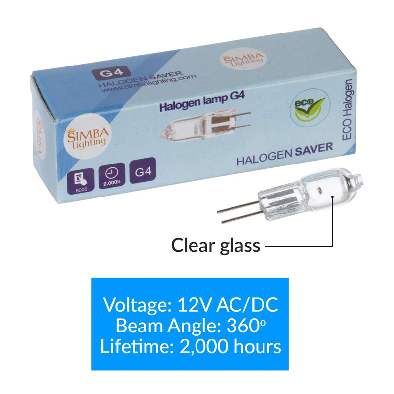 Simba Lighting Halogen G4 T3 10 Watt 120lm Bi-Pin Bulb (10 Pack) 12 Volt A/C or D/C for Accent Lights, Under Cabinet Puck Light, Chandeliers, Track Lighting, 10W 12V 2 Pin JC Warm White 2700K Dimmable 10.0 Watts - NewNest Australia