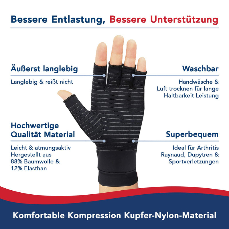Designed By Doctors Osteoarthritis Gloves With Copper Compression Gloves For Women And Men Arthritis Gloves / Fingerless Gloves For Pain Relief And Warmth [Black, L] - NewNest Australia