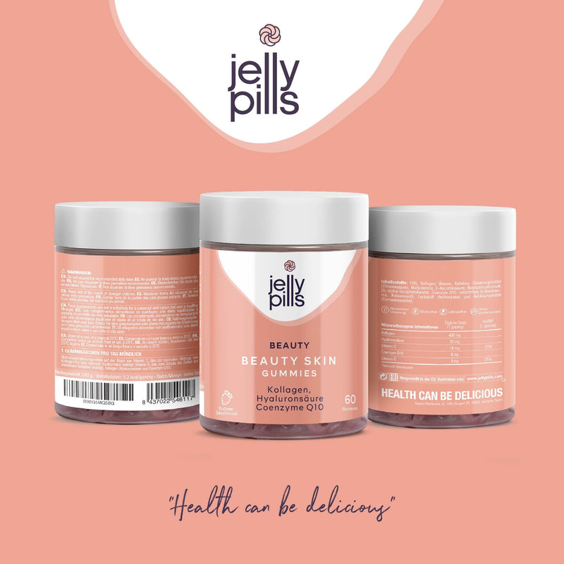 Jelly Pills Collagen Gummy Bears With Hyaluronic Acid & Coenzyme Q10 - No Added Sugar - 2 Month Supply Gummies With Strawberry Flavor, Anti-Ageing - For Skin Moisture, Elasticity - NewNest Australia