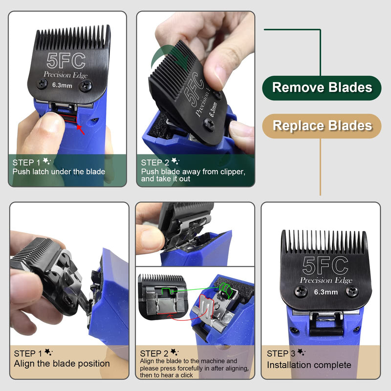 Dog Grooming Replacement Blade Compatible With Heiniger / Moser Max45 / Andis / Oster A5 / Wahl 10Km Series Dog Clipper, Size 7F 1/8" (3.2Mm), Cutting Length, 2 Units, Black 7F-3.2Mm ( 2 Sentences) - NewNest Australia