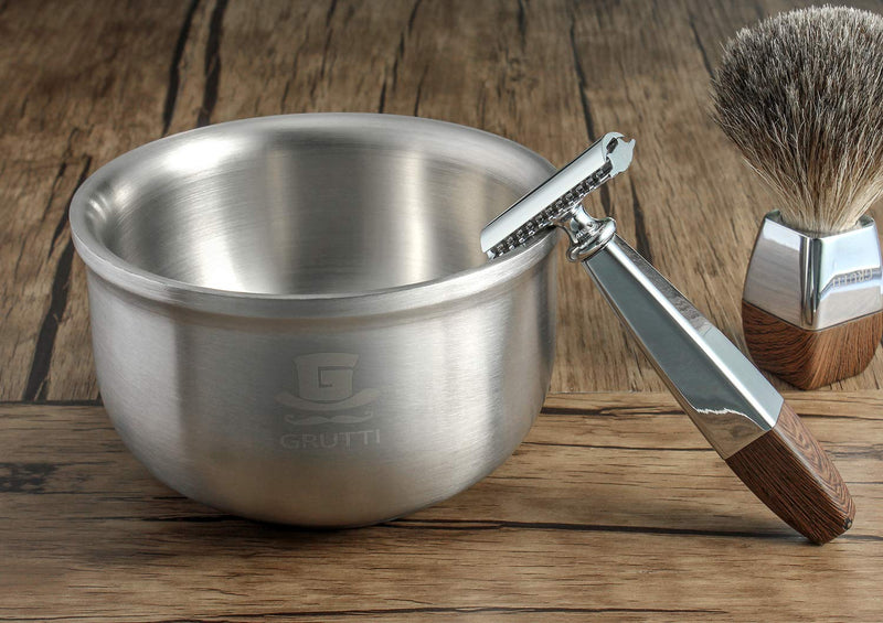 GRUTTI Shaving Lather Bowl, 4.13" Men's Durable Shave Soap Cup Shining Three-Layer 304 Heavy Duty Stainless Steel Heat Preservation Soap Bowl 4.13inches/10.5cm - NewNest Australia
