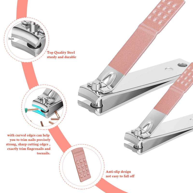 Manicure Set Glamour Gaze Manicure Pedicure Kit Nail Clippers 16 in 1 Professional Stainless Steel Cuticle trimmer Grooming Kit for Men Women with Storage Travel Case Pink - NewNest Australia