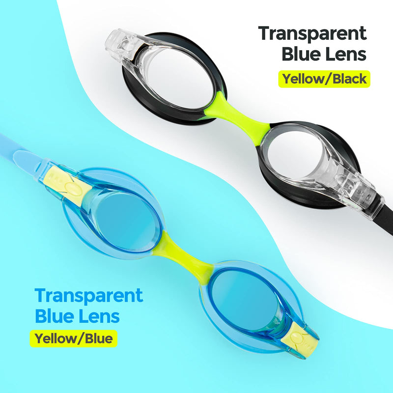 Portzon Unisex-Child Swim Goggles, Anti Fog No Leaking Clear Vision Water Pool Swimming Goggles Blue + Black - NewNest Australia