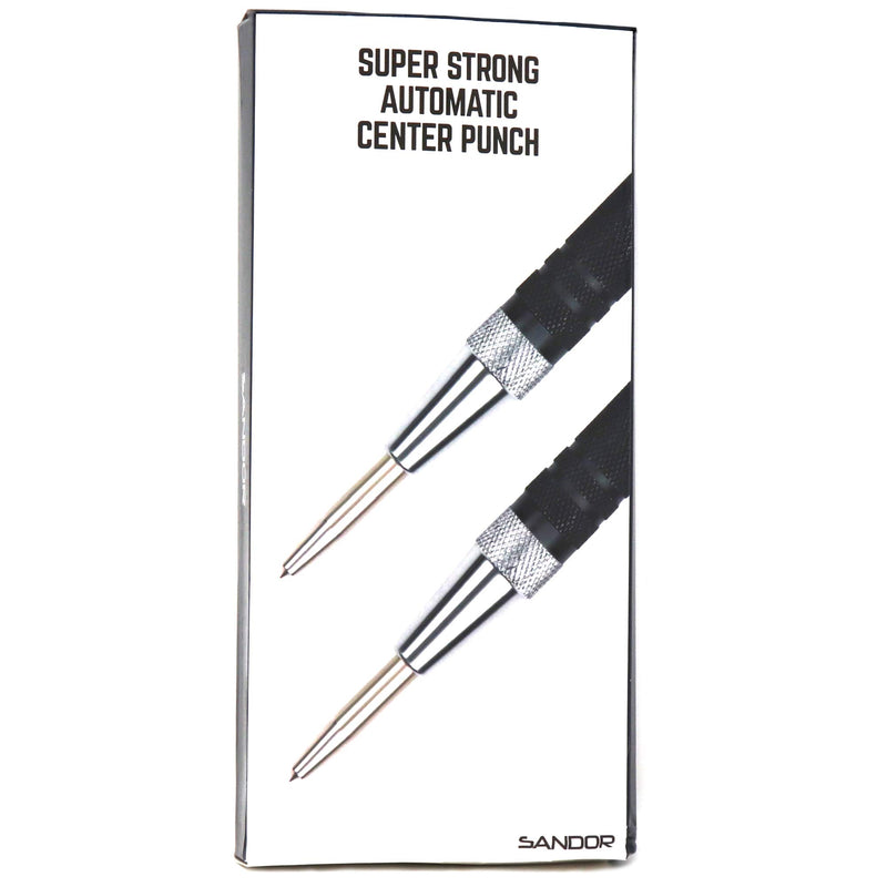 Super Strong Automatic Center Punch - 5 inch Black Steel Spring Loaded Center Hole Punch with Adjustable Tension, Hand Tool for Metal or Wood with Zippered Hard Shell Carry Case - Pack of 2 - NewNest Australia