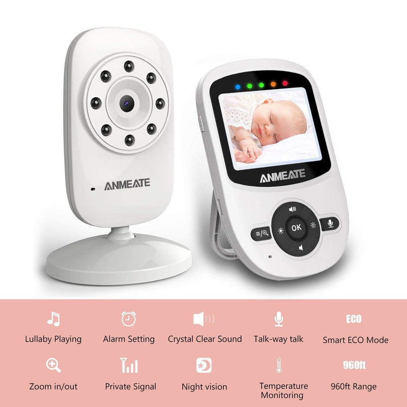Video Baby Monitor with Digital Camera, ANMEATE Digital 2.4Ghz Wireless Video Monitor with Temperature Monitor, 960ft Transmission Range, 2-Way Talk, Night Vision, High Capacity Battery 2.4inch - NewNest Australia