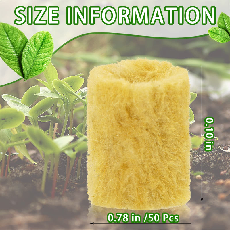 YBB 50 Pcs Round Rockwool Starter Plugs, 0.7 x 1 Inch Rockwool Grow Plugs Hydroponics Grow Media Seed Starter Kit with 60 Pcs Labels - NewNest Australia