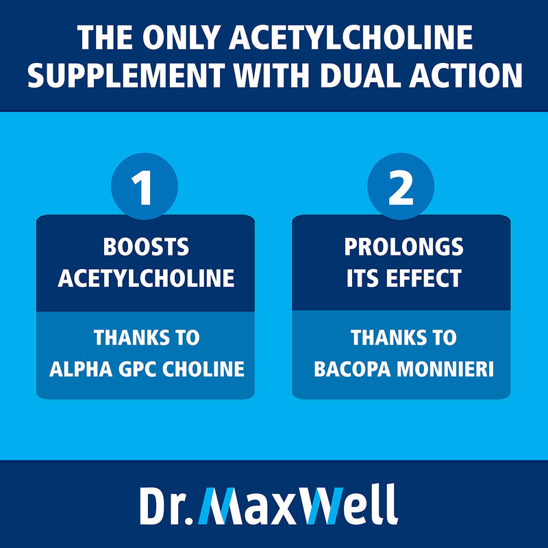 Acetylcholine, Alpha GPC Choline 600mg + Bacopa, Better Than Each Alone. More Reliable Acetylcholine (Responsible for Memory & Learning) Supplement, Dual Action Unlike Competitors. Best Choline Form - NewNest Australia
