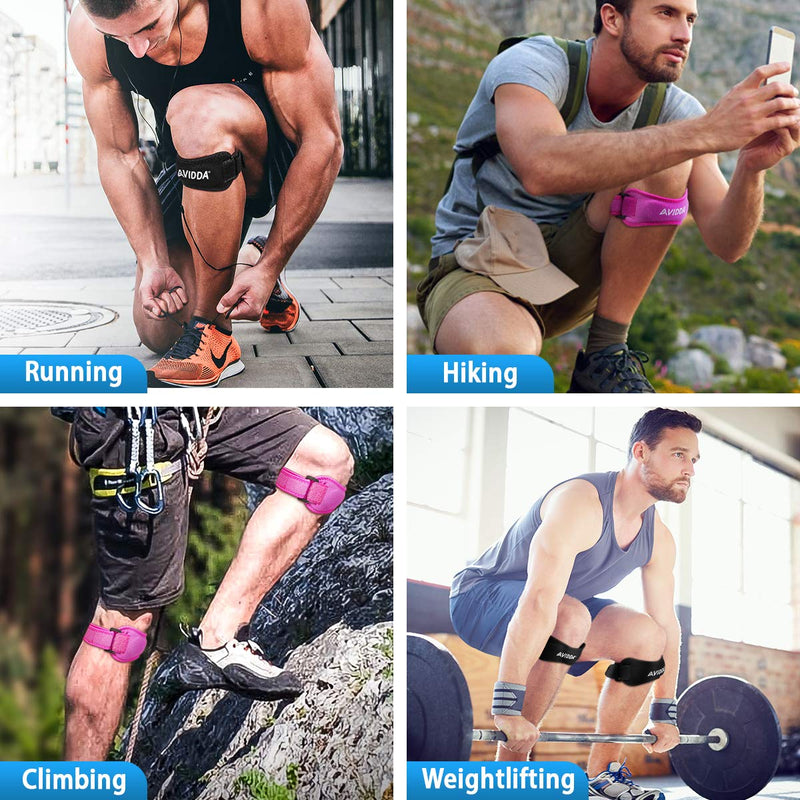Patella Tendon Knee Support Strap 2 Pack,Adjustable Knee Brace&Knee Pain Relief Support Strap for Women and Men Dancing,Weight Lifting,Squats,Ride a Bicycle,Hiking Running Black - NewNest Australia