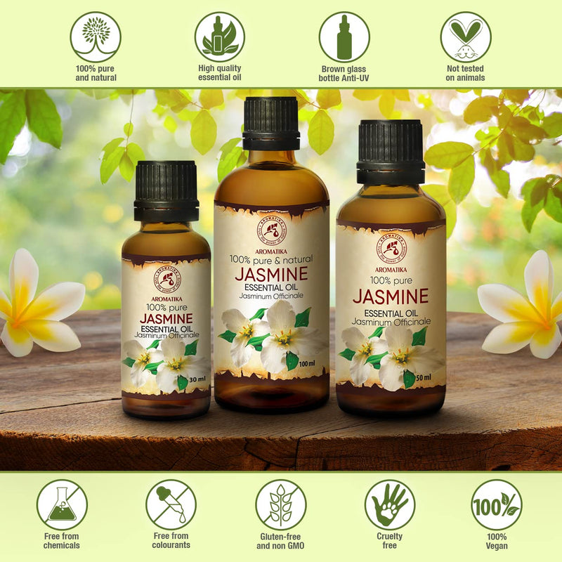 Jasmine Essential Oil 100 Ml - Jasmine Oleoresin Oil - Jasminum Officinal - Aromatherapy Oil For Diffusers & Oil Burners - Fragrance Oils For Soap Making - Skin & Hair - Essential Oils For Romantic - NewNest Australia