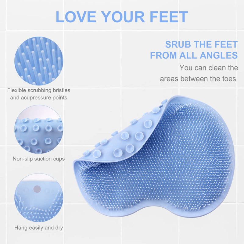 ACWOO Foot Scrubber for Shower, Foot Cleaner Massager Mat with Non-Slip Suction Cups, Shower & Bath Foot Scrubber Mat for Foot Care, Exfoliation, Spa, Foot Circulation & Reduces Foot Pain (Blue) Blue - NewNest Australia
