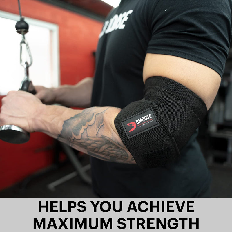 DMoose Elbow Wraps for Weightlifting, Bench Press, Cross Training & Powerlifting for Men and Women - 40" Nylon (1 Pair) Elbow Wraps Black - NewNest Australia