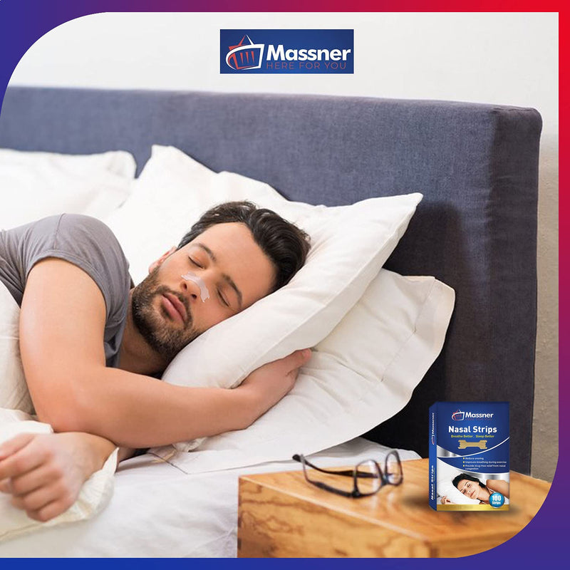 Massner Nasal Strips for Snoring, Large 100 Pack - Extra Strength Anti Snoring Solution for Men, Women - Clears Air Way to Breathe Better - Sleep Right, Snore Less - Stuffy Nose Relief for Congestion - NewNest Australia
