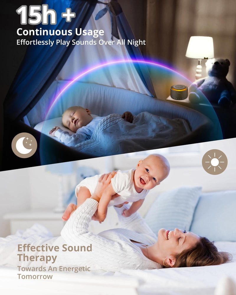 HOMGEN White Noise Machine White Noise Machine Sleep Aid Adult Baby with 3.5mm Audio Jack with 30 Sounds & 7 Colors Night Light Touch Panel Timer Memory Yoga Sleeping Black - NewNest Australia