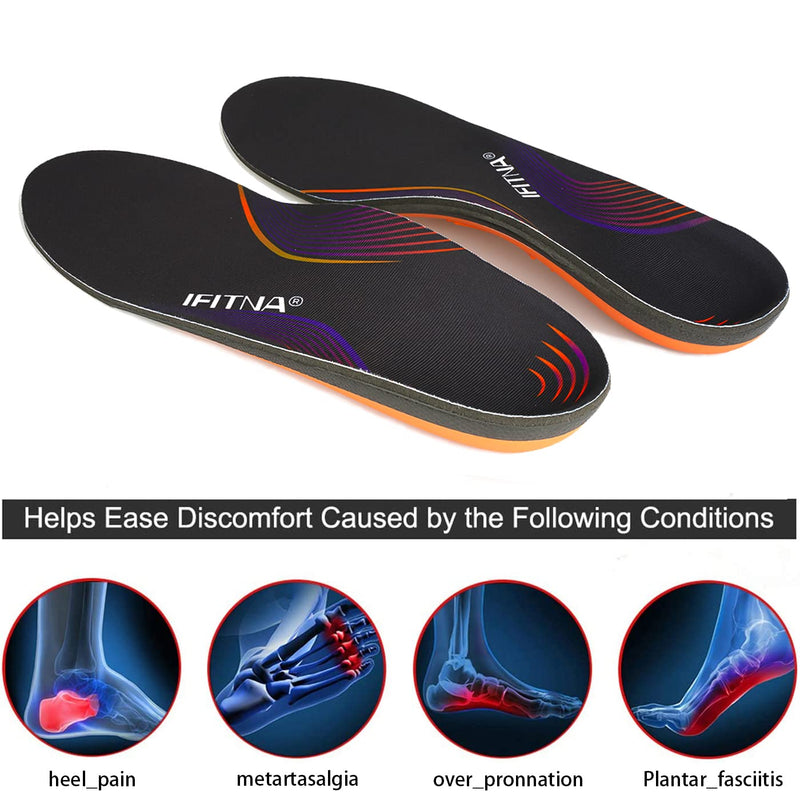 Full Length Metatarsal Arch Support Shock Absorption Orthotic Insole,Insert for Flat Feet,Plantar Fasciitis,Relieve Foot Soreness Unisex,Suitable Athletic,Work Shoes(Size:UK-12,Length:12",Black) UK-12-30.5CM--12" Black - NewNest Australia