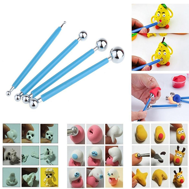 Ecjiuyi 9PCS Stylus Tools, 4PCS Double-Ended Metal Ceramic Clay Ball Dotting Tools and 5PCS 2 Way Silicone and Ceramic Clay Indentation Tool with a Storage Case - NewNest Australia