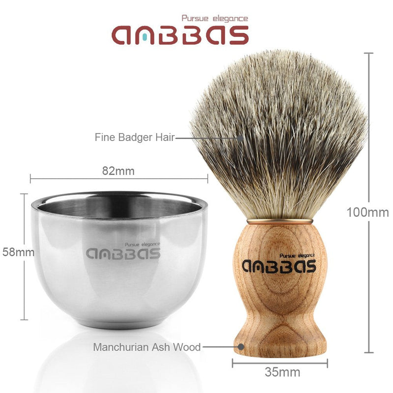 Anbbas Men's Gift Set Shaving Brush Pure Badger Hair Shaving Brush Badger Shaving Soap Shaving Bowl with Shaving Stand Made of Acrylic Wood - NewNest Australia