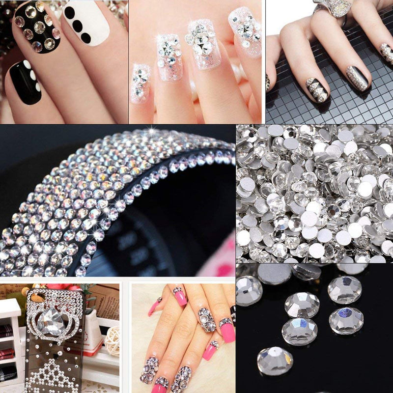 Onwon 1440 Pieces SS3 / 1.4mm Clear Crystal Flat Back Brilliant Round Rhinestones Glass Stones Glitter Gems Transparent Faux Diamond (Clear) - NewNest Australia