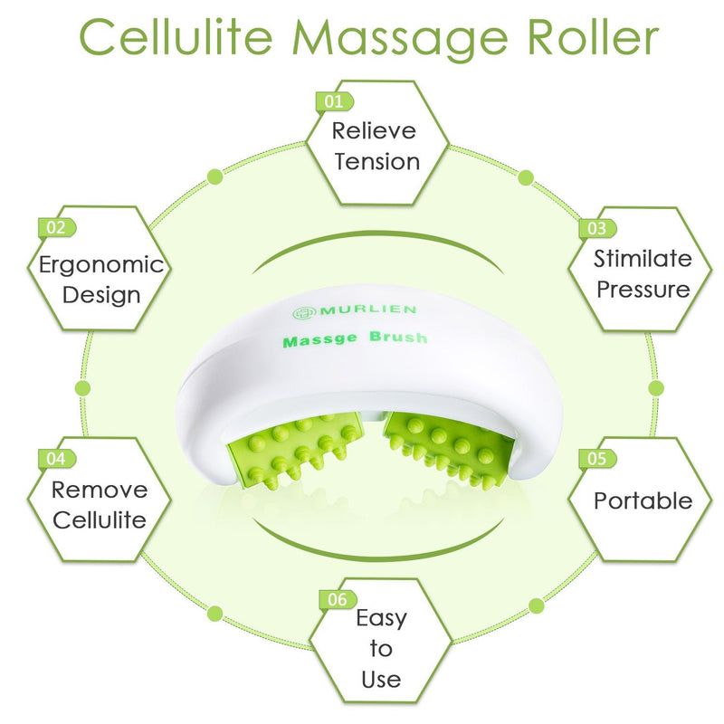 MURLIEN Cellulite Massager, Anti Cellulite Massage Roller for Muscle Soreness and Remove Cellulite, Body Roller Brush for Shoulder, Arms, Buttocks, Back, Abdomen, Legs and Calves – Green/White - NewNest Australia