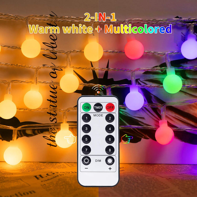 33 Feet 100 Led Mini Globe String Lights, USB Fairy String Lights Plug in, 8 Modes with Remote, Decor for Indoor Outdoor Party Wedding Christmas Tree Garden, Warm and Multi 33Ft Multi + Warm White - NewNest Australia
