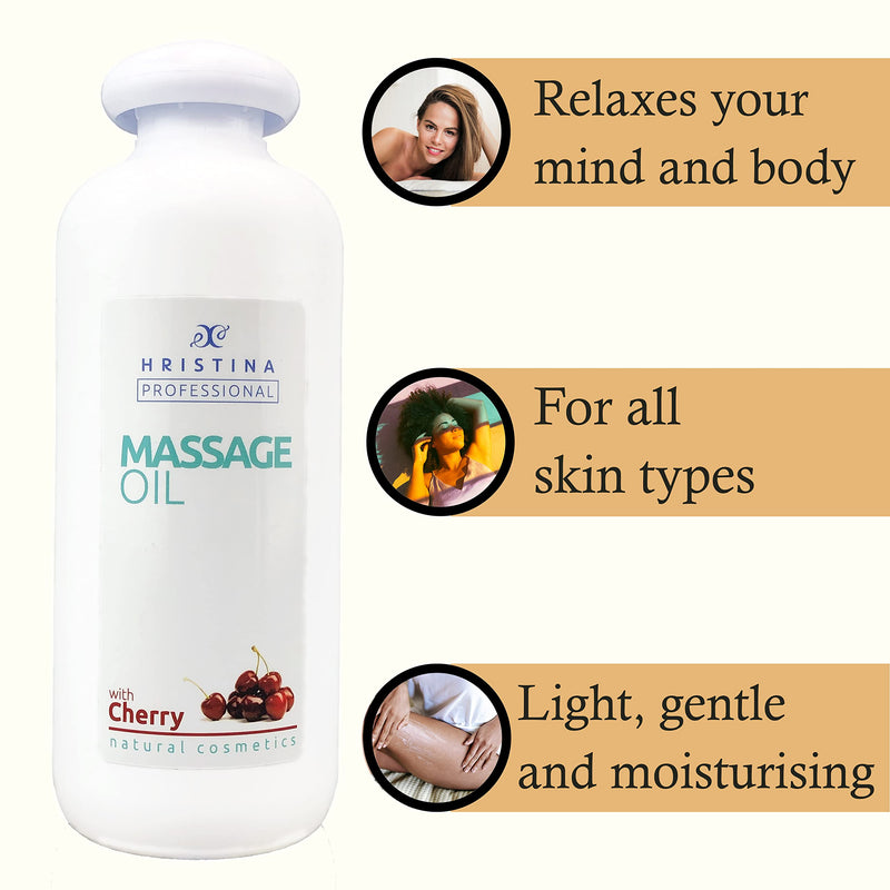 Massage Oil For Relaxing, Massaging Joint Pain, Body Massage, Skin Care | Cherry Massage Oil With Grape Seed, Sesame And Almond Oil | Sensual Massage Lotion Moisturizing, 500 Ml - NewNest Australia