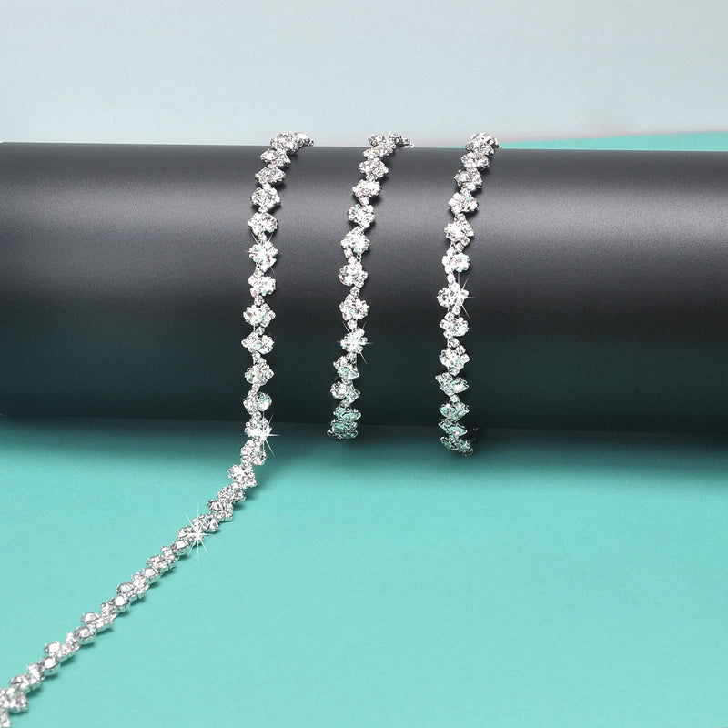 Yhsheen 1 Yard Bling Delicate Rhinestone Trim Crystal Rhinestone Chain Rhinestone Applique for DIY Decoration & Bridal Costume Embellishment - NewNest Australia