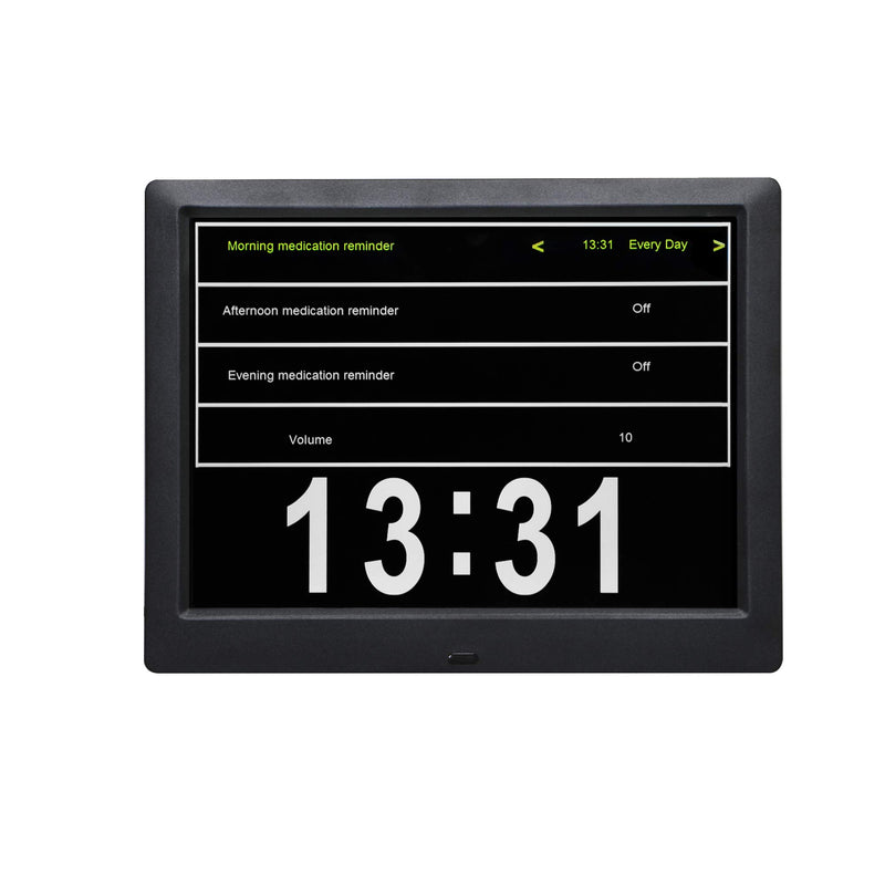 NewNest Australia - 9 Inch IPS Digital Calendar Day Clocks-8 Alarms,Extra Large Non-Abbreviated Day for Vision Impaired, Elderly,Dementia, Memory Loss (Black) 8.7ips-black 