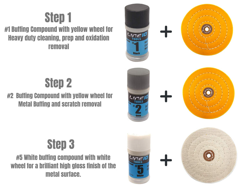 LINE10 Tools Metal Buffing Wheel Kit for Drill, with 3 Step Polishing Compound - NewNest Australia