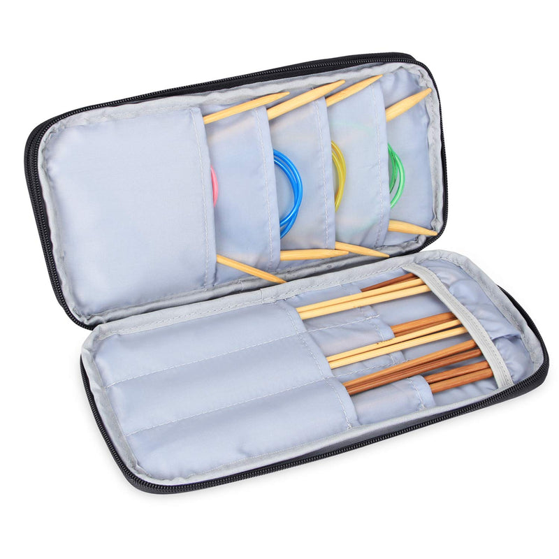 Teamoy Knitting Needles Case(up to 10-Inch), Travel Organizer Storage Bag for Circular and Straight Knitting Needles, Crochet Hooks and Knitting Accessories, Dark Blue-NO Accessories Included Medium - NewNest Australia