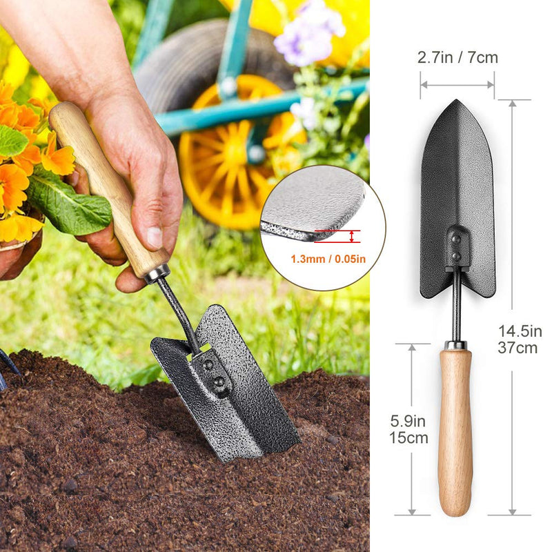 MOSFiATA Garden Tools Set, 3 Pcs Garden Tools Kit, High Carbon Steel Heavy Duty Gardening Tools Kit Includes Hand Trowel, Transplant Trowel and Cultivator Hand Rake All with Ergonomic Handle - NewNest Australia