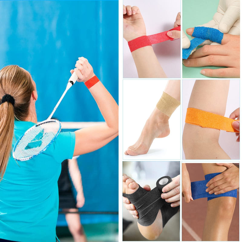 12 Rolls Of Self-Adhesive Bandage, 2.5 Cm X 4.5 M, Self-Adhesive Bandage, Elastic Fixing Bandage, Self-Adhesive For Sports, Hand, Arm, Foot, Joint, Fingers (Colourful) - NewNest Australia