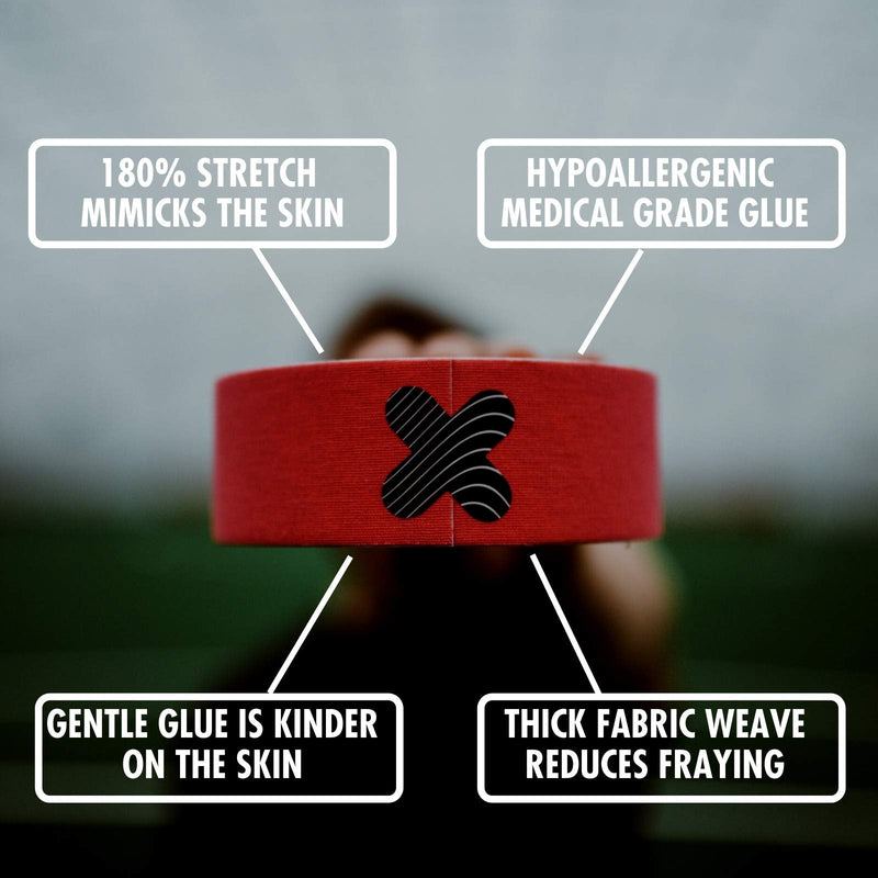 Gentle Adhesion Kinesiology Tape, 5cm x 5m - Black | Hypoallergenic, Water Resistant K Tape | Muscle Tape or Kinetic Tape for Sensitive Skin by SPORTTAPE | Uncut - Single Roll - NewNest Australia